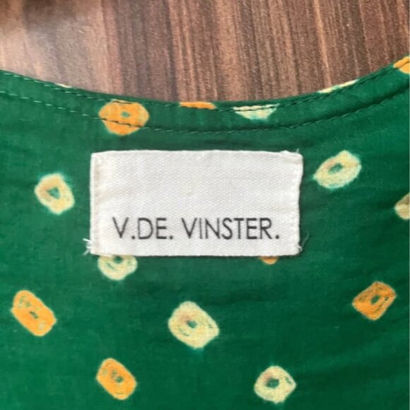 V.de.Vinster Beautiful Green Cotton Blouse size Medium - Picture 4 of 4